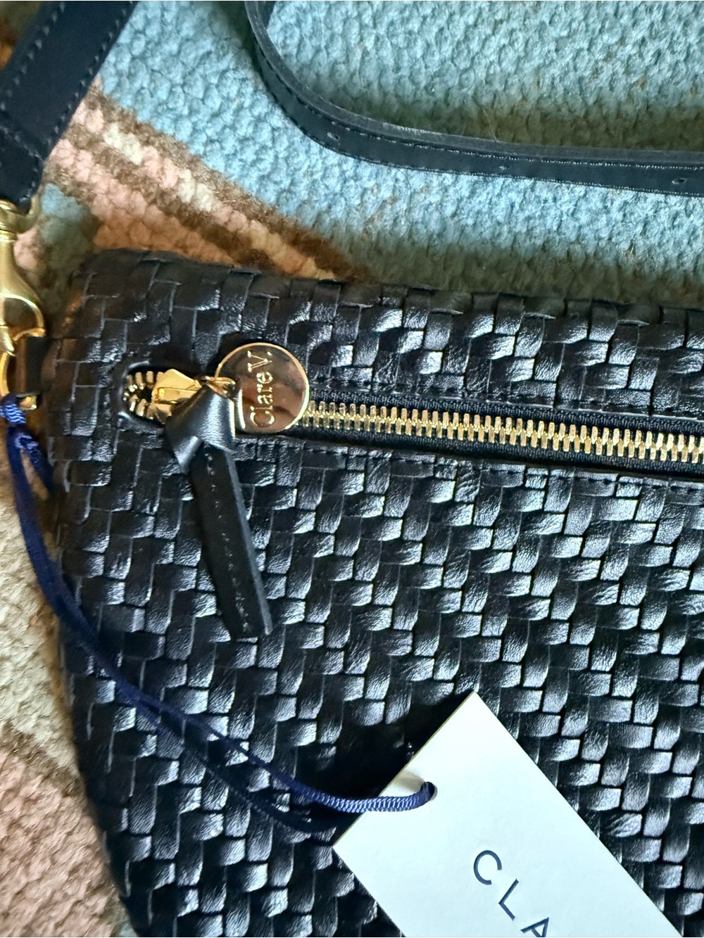 NWT Clare V Black Woven Leather Crossbody Bag - Picture 7 of 8